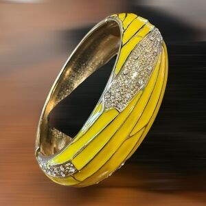 Sequin Yellow Gold Tone Enamel Rh Bangle